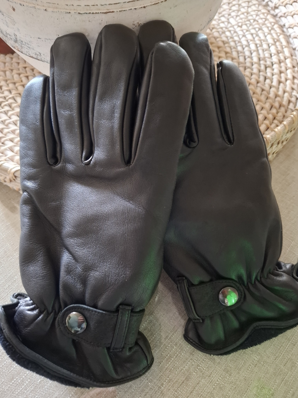 Men's Black Leather Dockers Winter Gloves